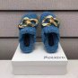 Women's Shoes Jw Anderson Mules Chain Embellished Blue Wool Loafers