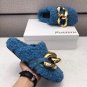 Women's Shoes Jw Anderson Mules Chain Embellished Blue Wool Loafers