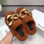 Women's Shoes Jw Anderson Mules Chain Embellished Brown Wool Loafers