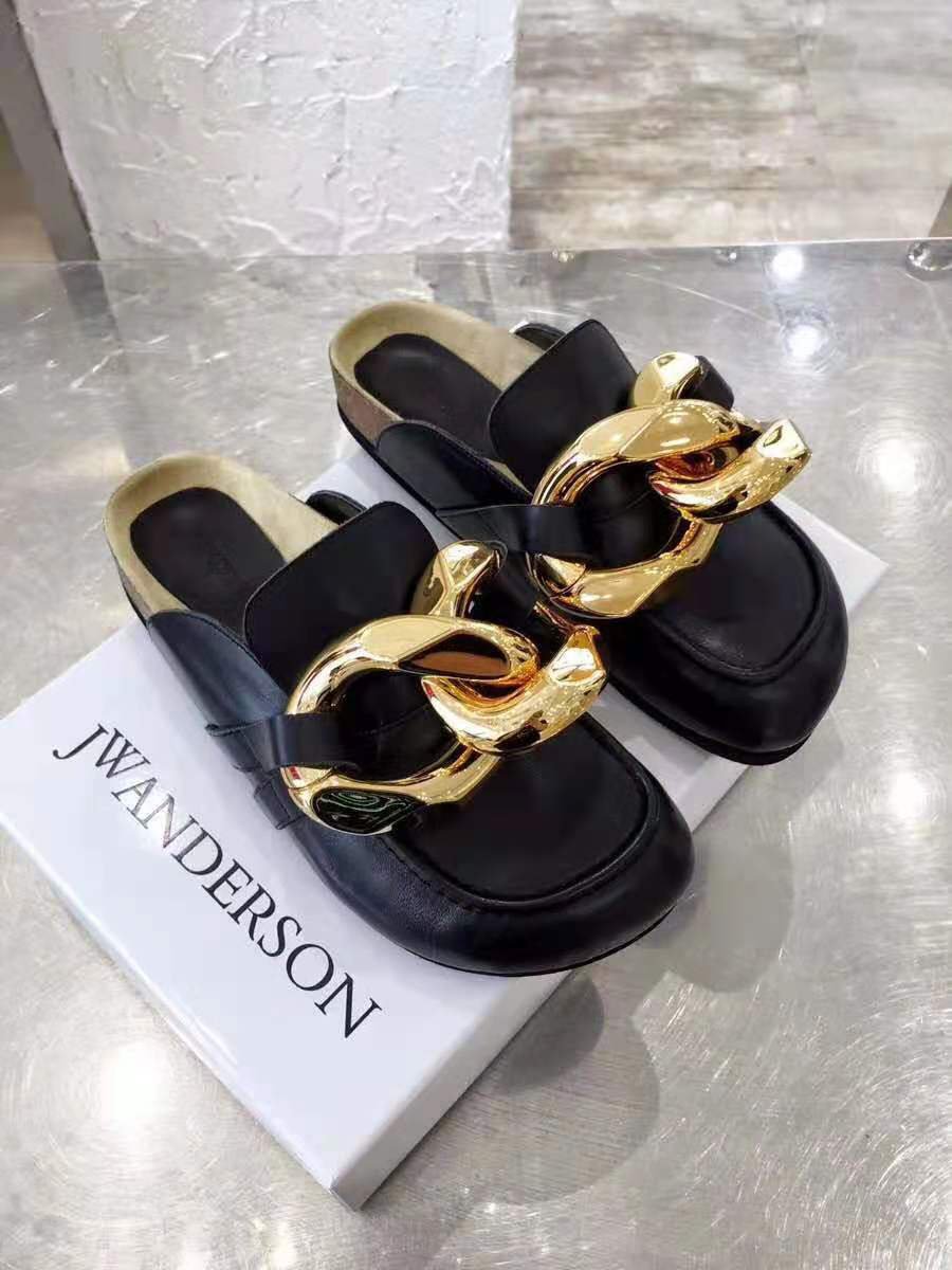 Women's Shoes Jw Anderson Loafers Chain Black Genuine Leather Anderson ...