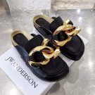 Women's Shoes Jw Anderson Loafers Chain Black Genuine Leather Anderson Chain Slide Mules