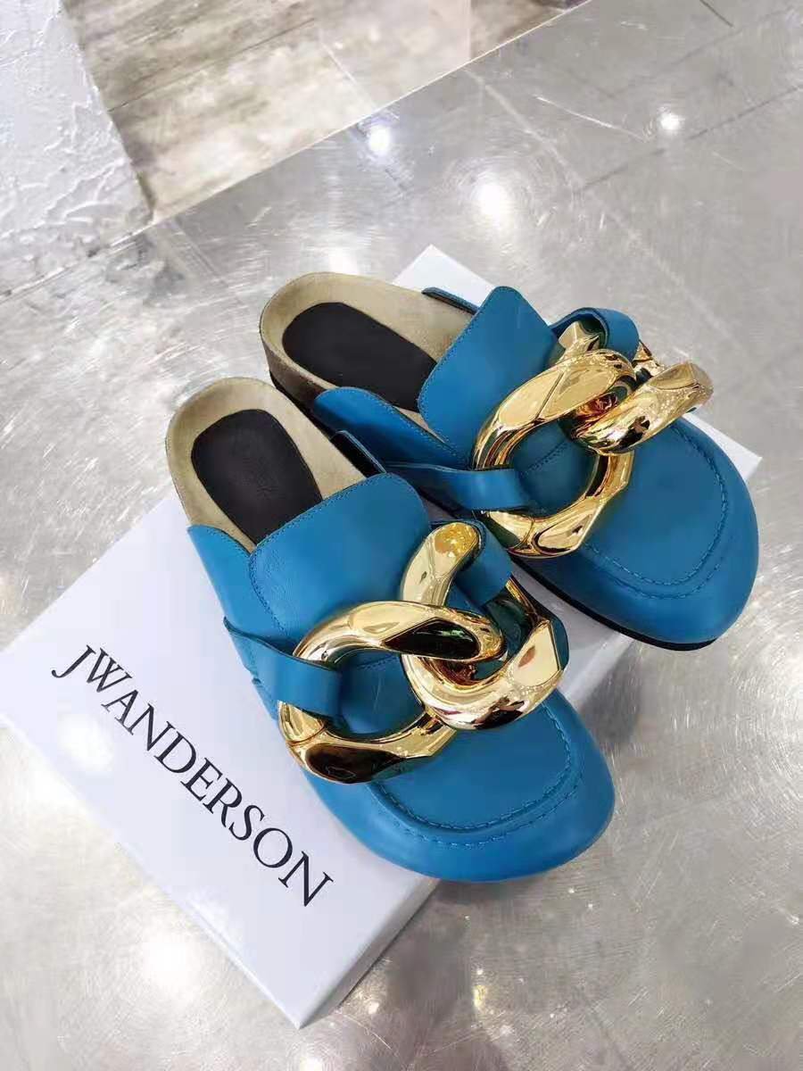 Women's Shoes Jw Anderson Loafers Chain Blue Genuine Leather Anderson ...