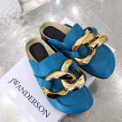 Women's Shoes Jw Anderson Loafers Chain Blue Genuine Leather Anderson Chain Slide Mules