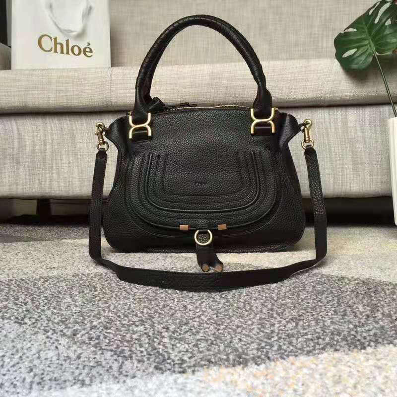 Designer Marcie Handbag Classic Medium Marcie Bag Black Genuine Leather Handbag Grain Calfskin