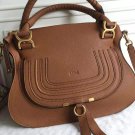 Designer Marcie Handbag Brown Classic Medium Marcie Bag Genuine Leather Tote Grain Calfskin