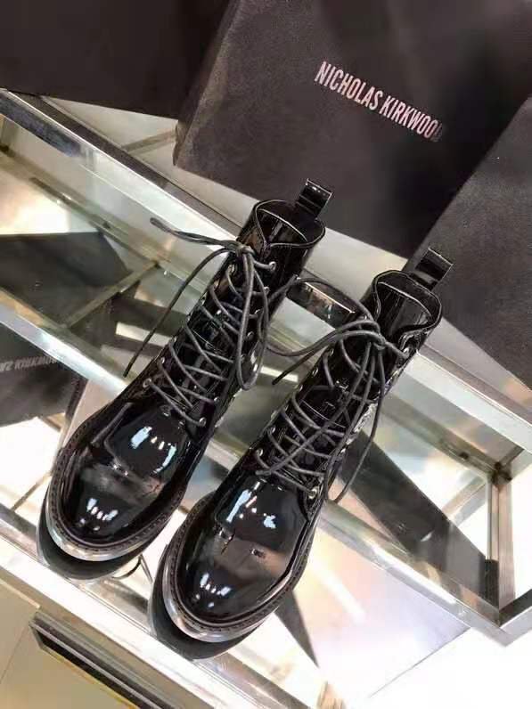 Women's Shoes Nicholas Kirkwood Boots Patent Leather Casati Pearl Combat Boots