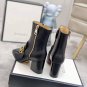 Women's Shoes Italy Gg Boots Web Stripe Double Zipper Black Gg Ankle Boots 7.5cm Heel