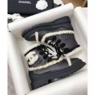 Women's Shoes Paris Cc Shearling Boots Calfskin Leather Lace-up Ankle Coco Boots
