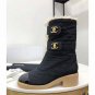 Women's Shoes Paris Snow Boots Wool Down Quilted Black Fashion Boots