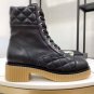 Women's Shoes Paris Cc Boots Black Suede Lace-up Martin Boots 5.5cm Heel
