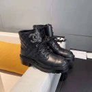 Women's Shoes Quilted Gold Cc Chain Combat Boots Lace Up Tie Paris Coco Boots