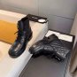 Women's Shoes Quilted Gold Cc Chain Combat Boots Lace Up Tie Paris Coco Boots