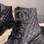 Women's Shoes Quilted Gold Cc Chain Combat Boots Lace Up Tie Paris Coco Boots