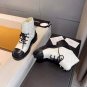 Women's Shoes Quilted Gold Cc Chain Combat Boots Lace Up Tie Paris Coco Boots White Leather