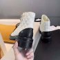 Women's Shoes Quilted Gold Cc Chain Combat Boots Lace Up Tie Paris Coco Boots White Leather