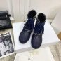 Women's Shoes Paris D-venture Ankle Boots Christian Blue Oblique Technical Fabric Rubber Boots
