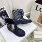 Women's Shoes Paris D-venture Ankle Boots Christian Blue Oblique Technical Fabric Rubber Boots