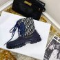Women's Shoes Paris D-venture Ankle Boots Christian Blue Oblique Technical Fabric Rubber Boots