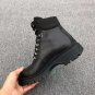 Men's Shoes Lace-up Hiking Boots Black Calf Leather Ridged Rubber Sole Hiking Boots Luxury