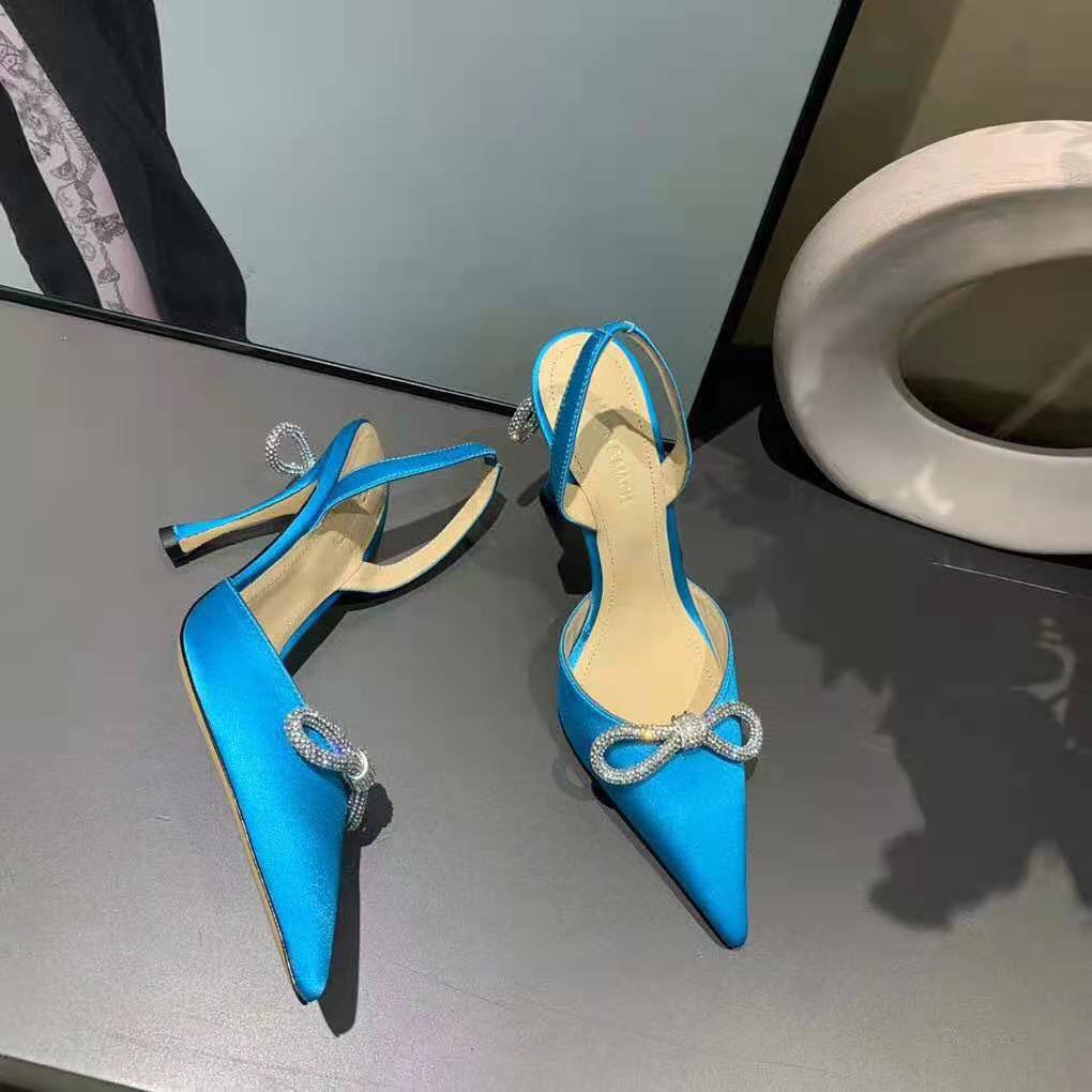 Women's Shoes Mach & Mach Pumps Crystal Bow Satin Bling Bling 9cm High ...