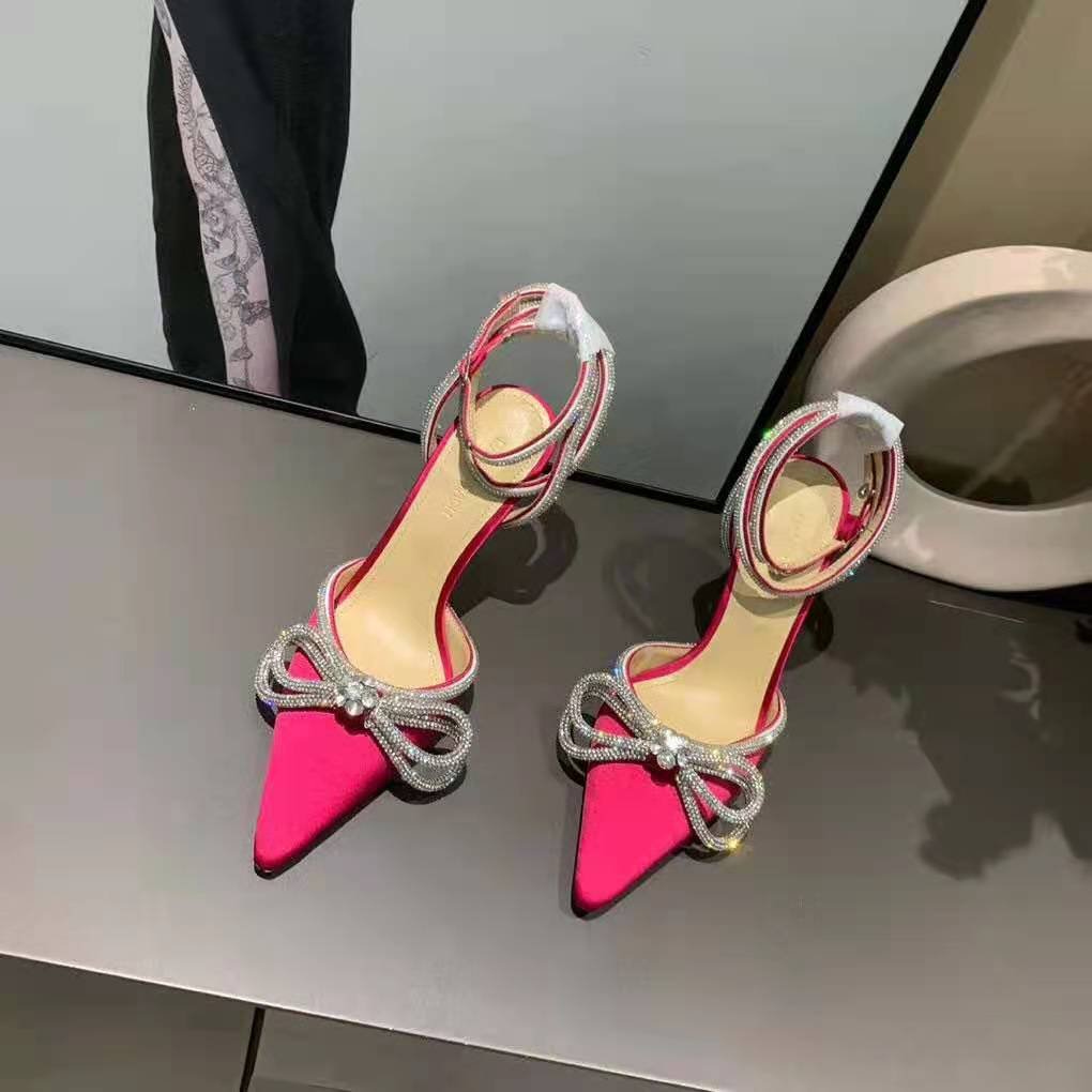 double crystal bow pointed toe pump mach & mach