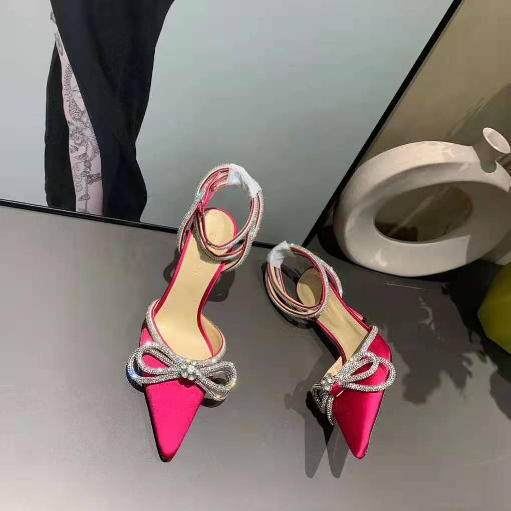 double crystal bow pointed toe pump mach & mach
