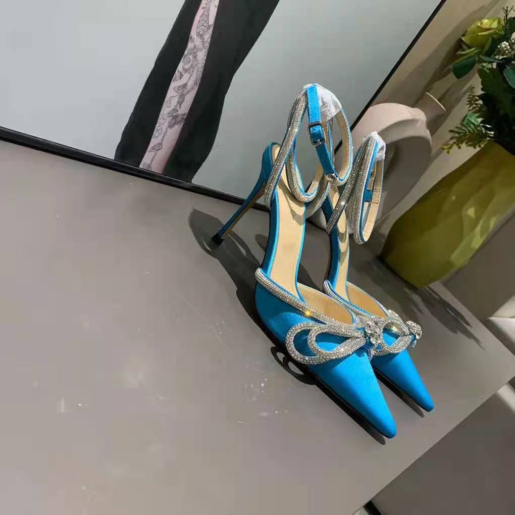 double crystal bow pointed toe pump mach & mach