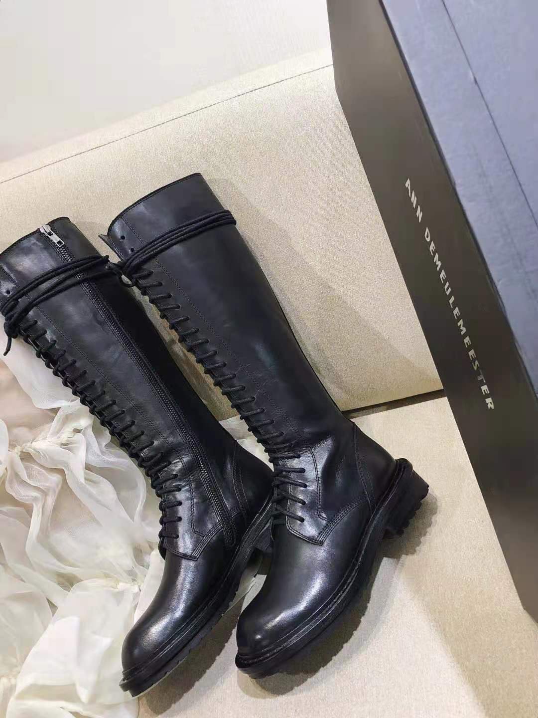 ann demeulemeester laced leather boots