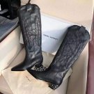 Women's Shoes Paris Isabel Marant Boots Denzy Black Genuine Leather Studs Knee Boots