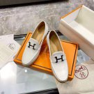Women's Shoes Paris Loafers H Palladium Plated White Genuine Leather Loafers 5cm Heel Pumps
