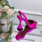 Women's Shoes Amina Muaddi Begum Sling Pink Satin Crystal Slingback Sandal Heel Pumps