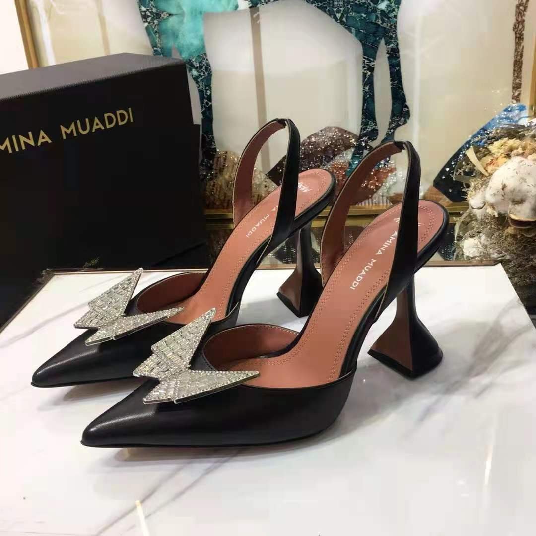 Women's Shoes Amina Muaddi Awge Phoenix Crystal-embellished Slingback ...