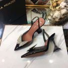 Women's Shoes Amina Muaddi Sandals Awge Phoenix Crystal Bow Pvc Slingback Pumps