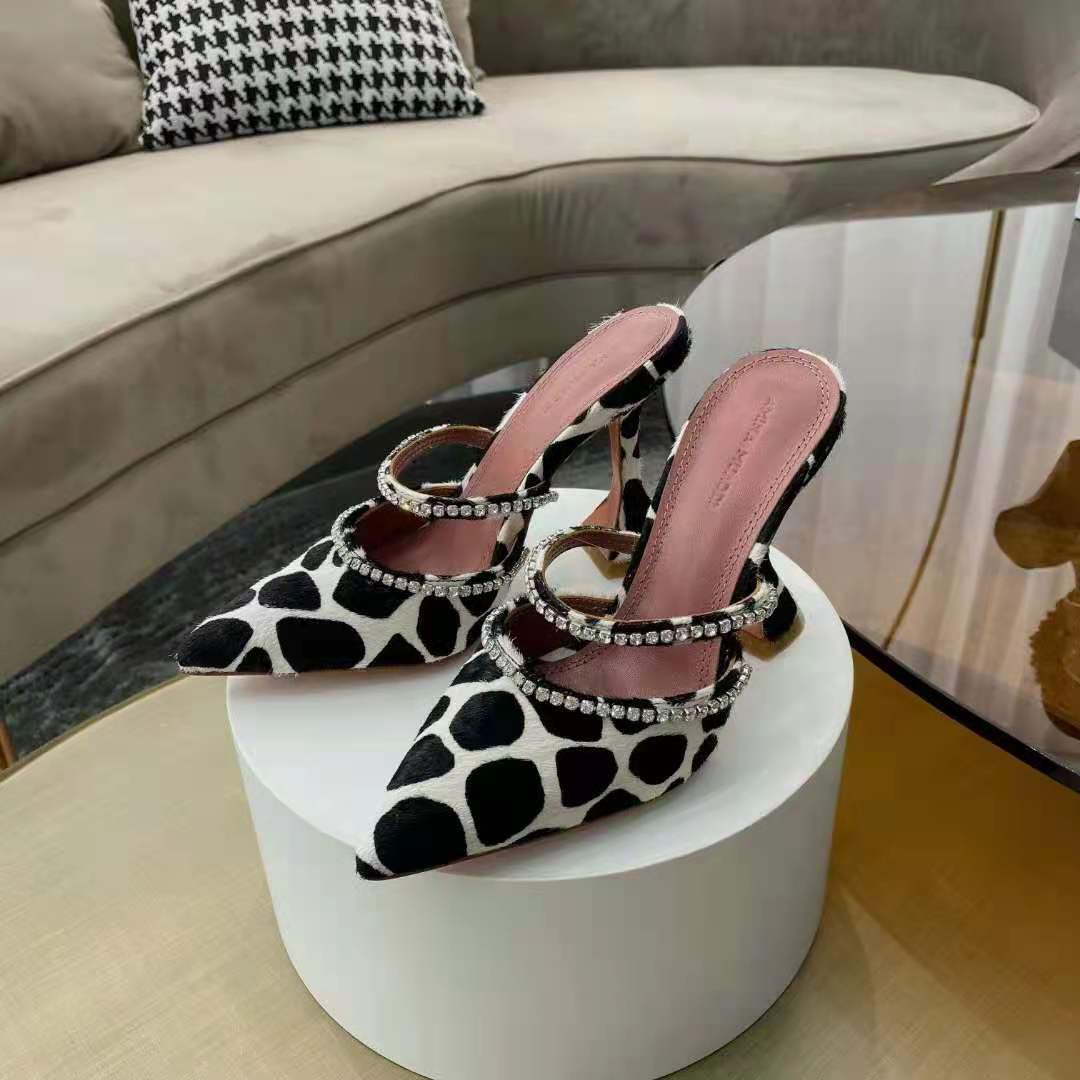 mules with crystal strap