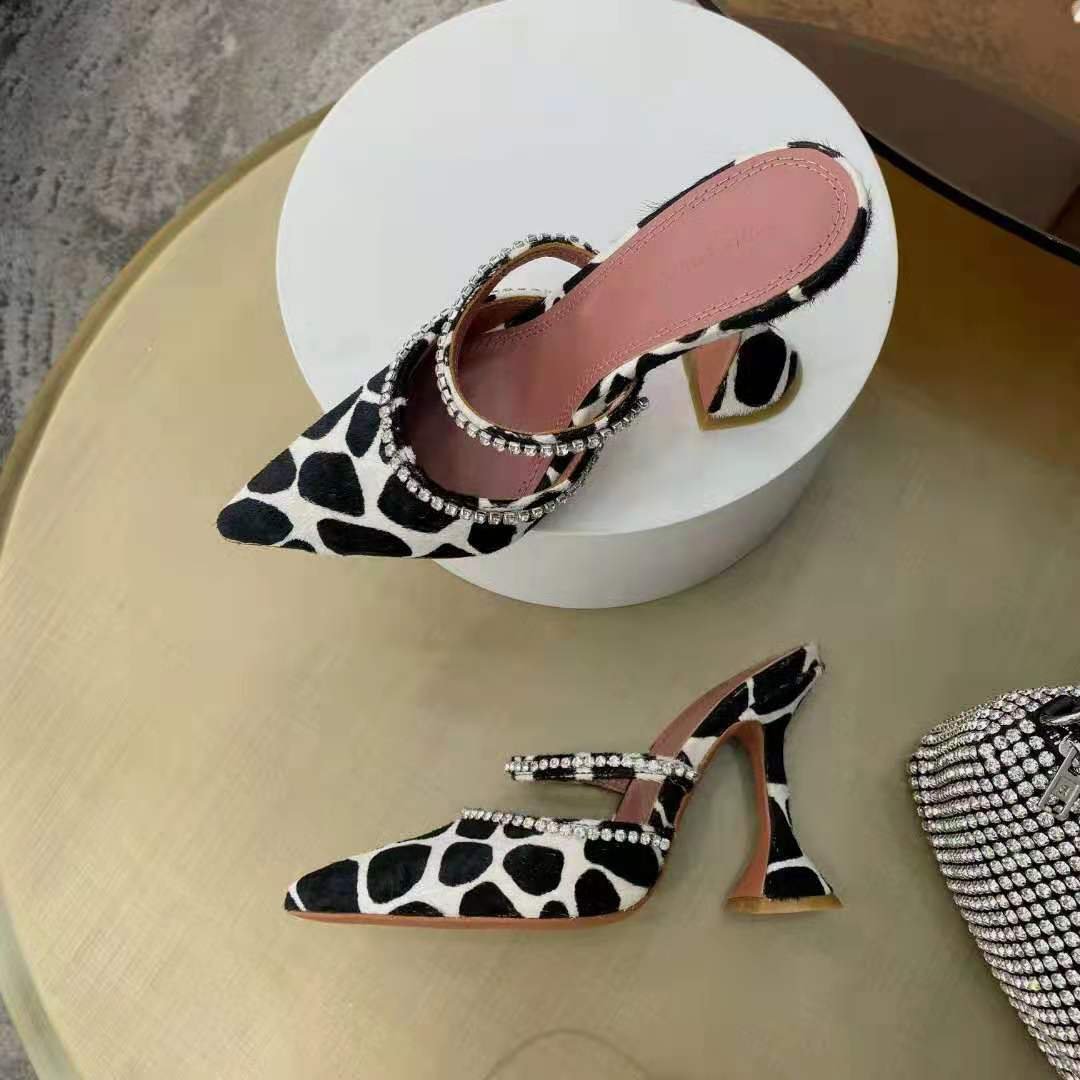 mules with crystal strap