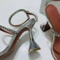 Women's Shoes Amina Muaddi Gilda Crystal-embellished Heeled Sandals 9.5cm Silver