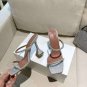 Women's Shoes Amina Muaddi Gilda Crystal Strap Heeled Sandals Glitter Silver