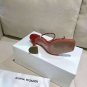 Women's Shoes Amina Muaddi Gilda Crystal Strap Heeled Sandals Glitter Red