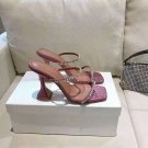 Women's Shoes Amina Muaddi Gilda Crystal Strap Heeled Sandals Glitter Purple