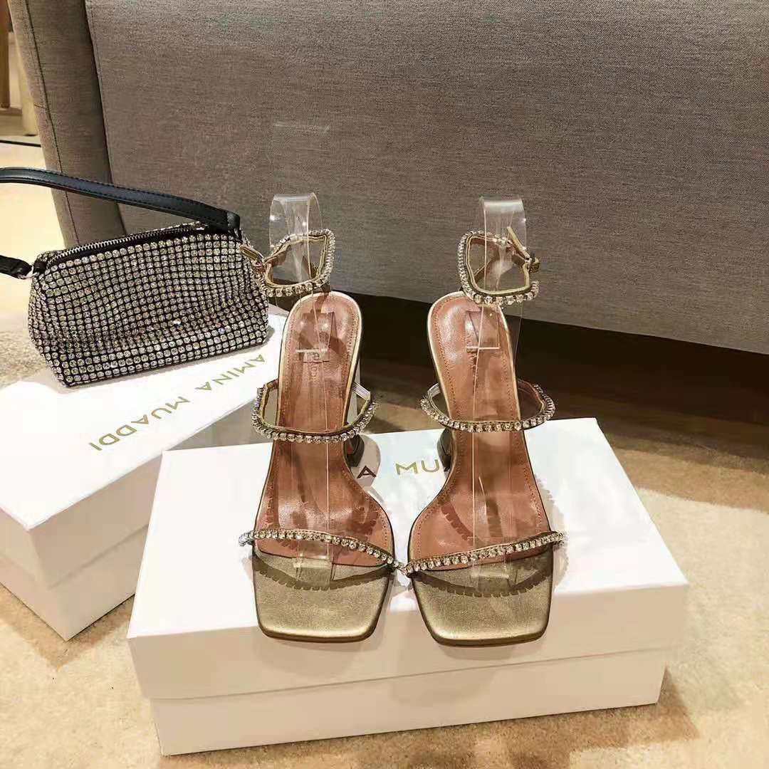 Women's Shoes Amina Muaddi Gilda Sandals Straps Embellished Crystal ...