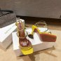 Women's Shoes Amina Muaddi Gilda Sandals Straps Embellished Crystal High Heel Yellow