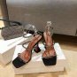 Women's Shoes Amina Muaddi Gilda Sandals Straps Embellished Crystal 10cm Heel Black