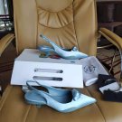 Women's Shoes Nylon Gabardine Slingback Pumps Italy Triangle Logo Sandals Comma Heel