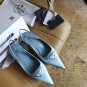 Women's Shoes Nylon Gabardine Slingback Pumps Italy Triangle Logo Sandals Comma Heel
