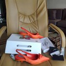 Women's Shoes Nylon Gabardine Slingback Pumps Italy Triangle Logo Sandals Comma Heel Gabardine