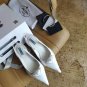 Women's Shoes Nylon Gabardine Slingback Pumps Italy Triangle Logo Sandals Comma Heel