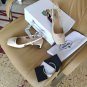 Women's Shoes Naplak Leather Slingbacks Metal Triangle Logo Italy Sandals White