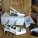 Women's Shoes Naplak Leather Slingbacks Metal Triangle Logo Italy Sandals Runway