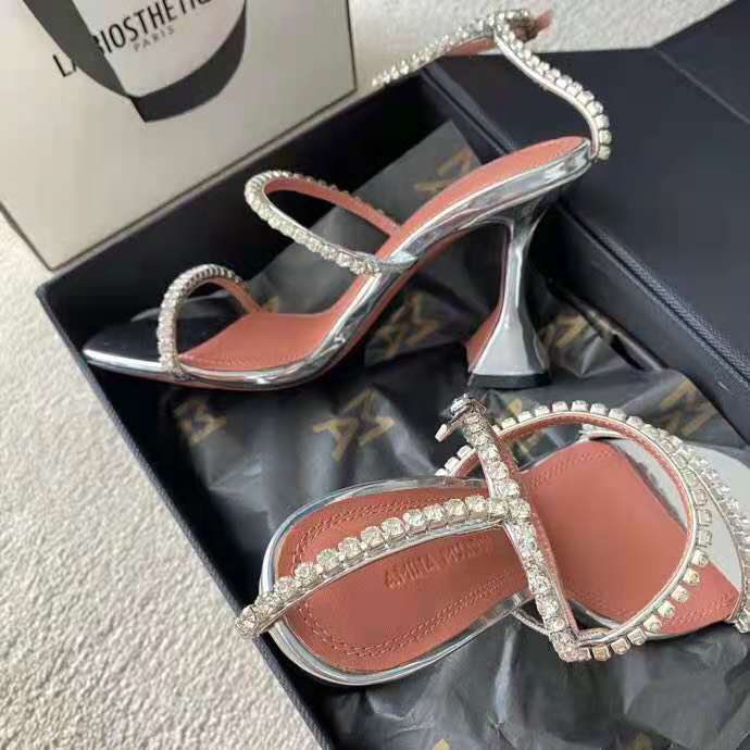 Women's Shoes Amina Muaddi Gilda Crystal-embellished Sandals Silver ...