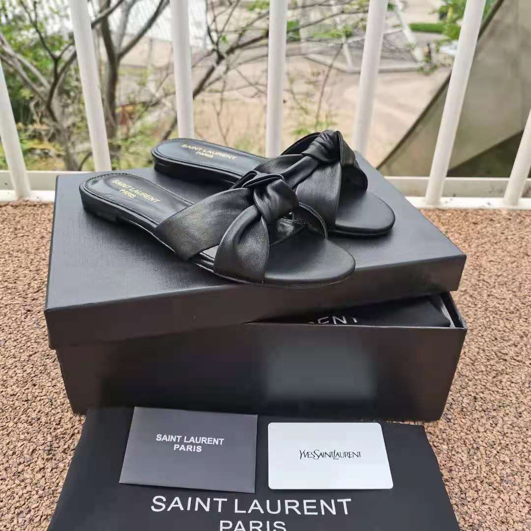 saint laurent bianca knotted leather mules